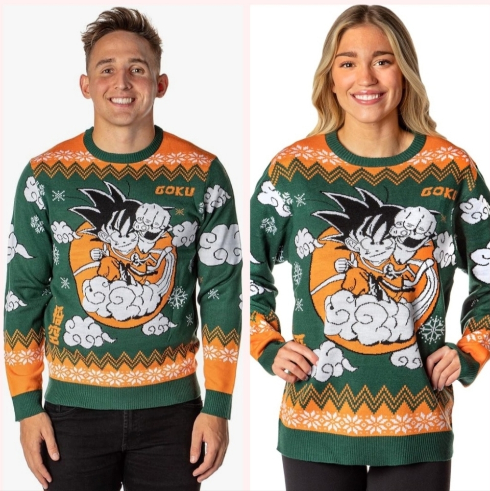 Men's sz M medium Dragon Ball Z Goku Ugly Christmas Sweater pullover